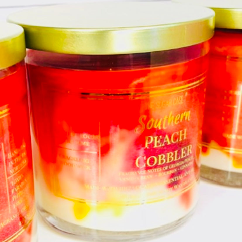 Souther Peach Cobbler Crackling Wooden Wick Candle