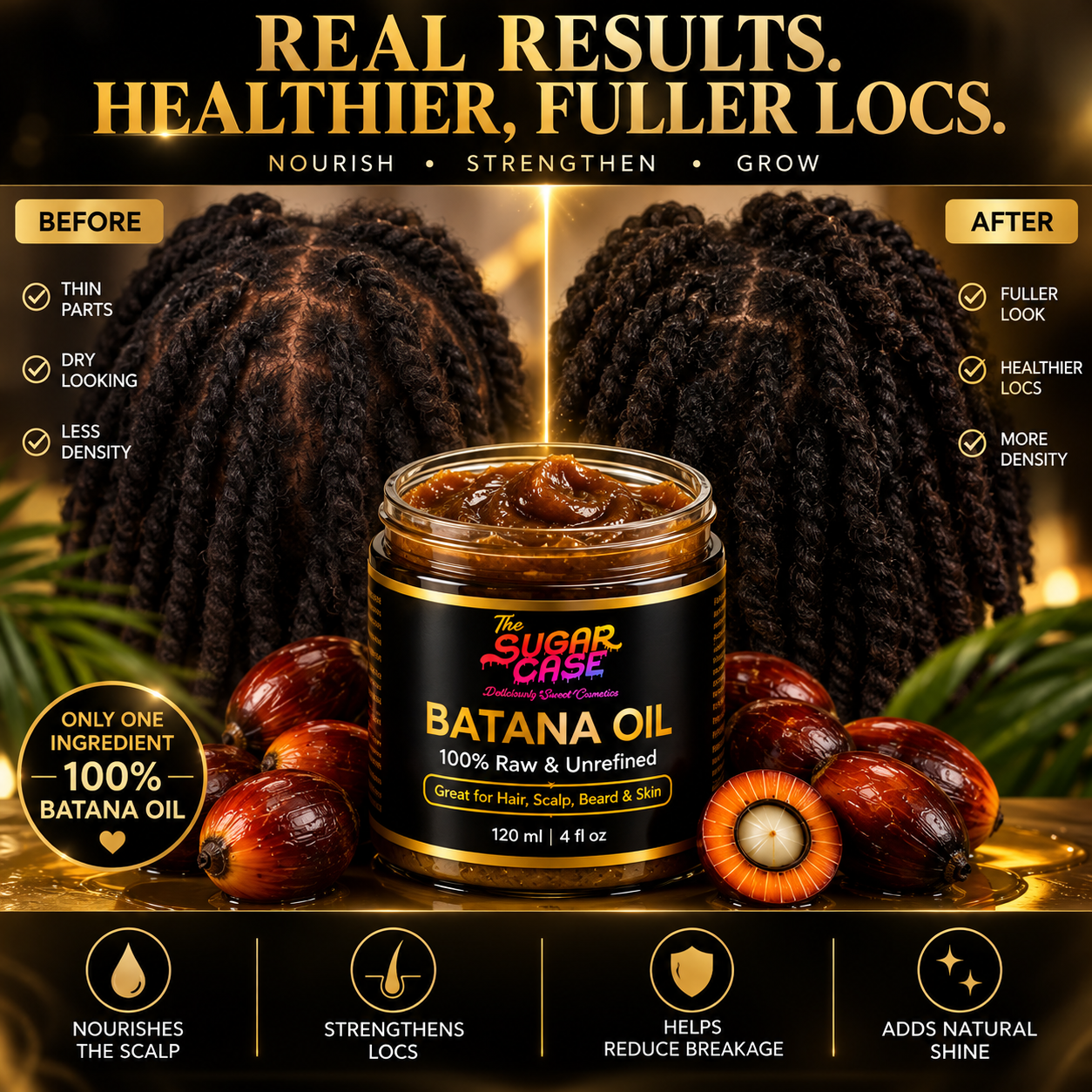 100% Raw Batana Oil for Hair Growth & Scalp Care | The Sugar Case