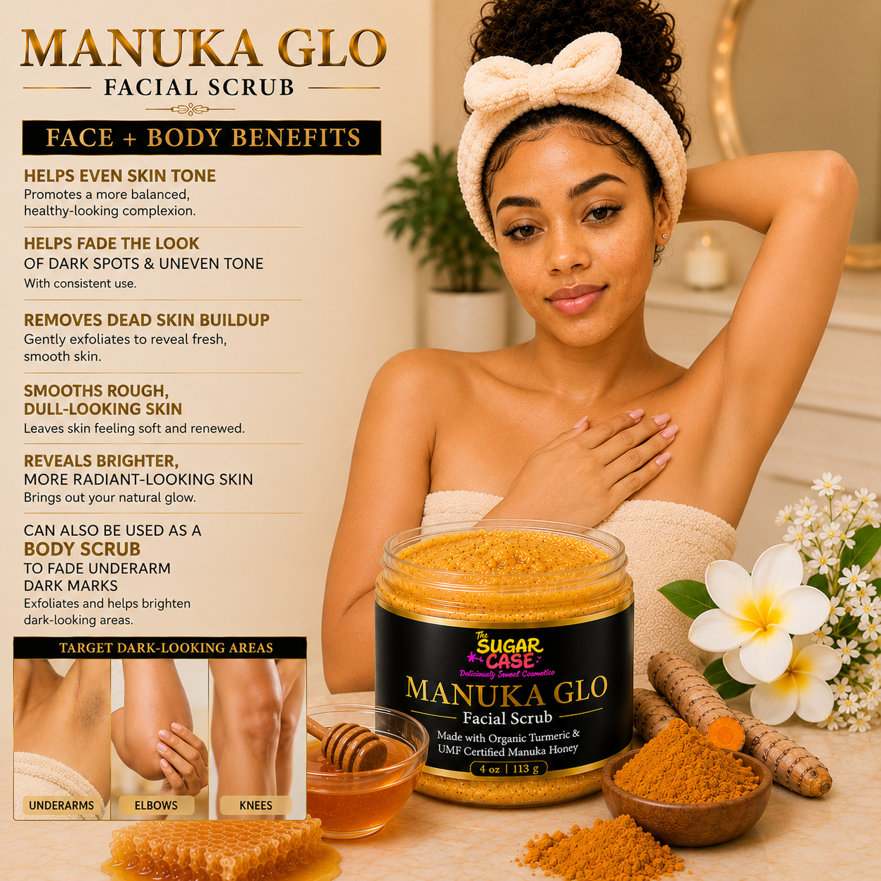 Manuka-Glo Facial Scrub infused with Organic Turmeric and Manuka Honey