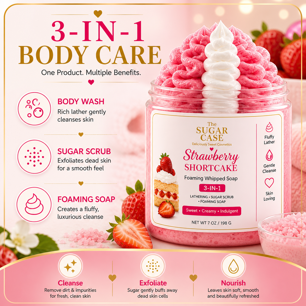 Strawberry Shortcake Foaming Whipped Soap