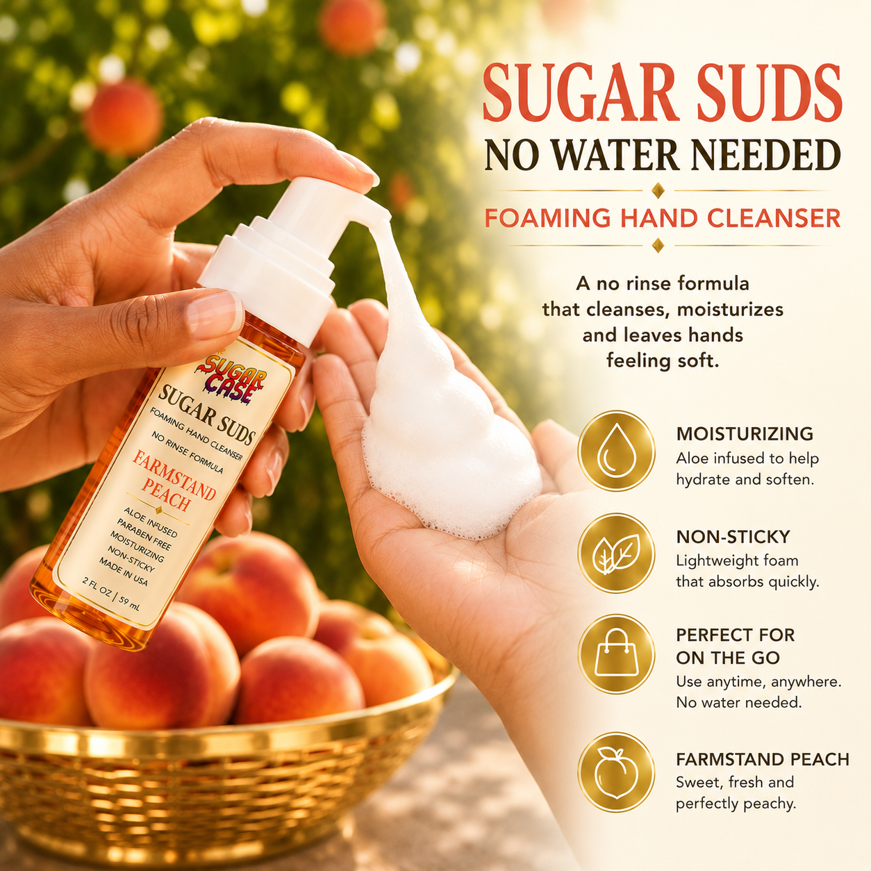 Farmstand Peach - Sugar Suds Foaming Hand Cleanser